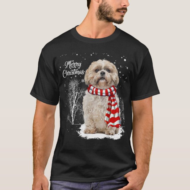 Camiseta Cute Shih Tzu Natal Cachorro Cachorro Cachorro (Frente)
