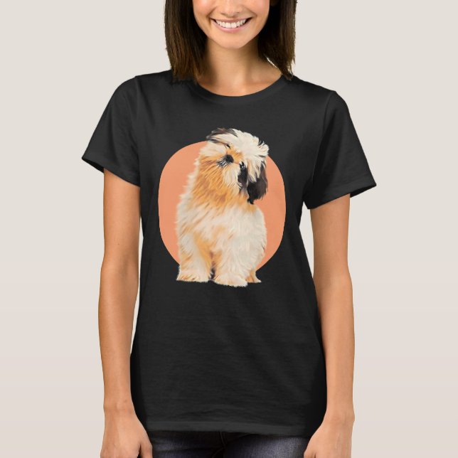 Camiseta Cute Shih Tzu Puppy Dog No Gráfico De Fundo De Pês (Frente)