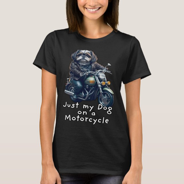 Camiseta Cute Shih Tzu ride on a motorcycle  Christmas  1 (Frente)