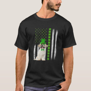 Camiseta Cute Shih Tzu Saint Patrick's Day American Flag Do