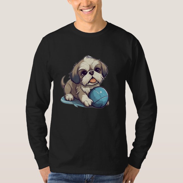 Camiseta Cute Shih Tzu With Blue Ball for Dog (Frente)