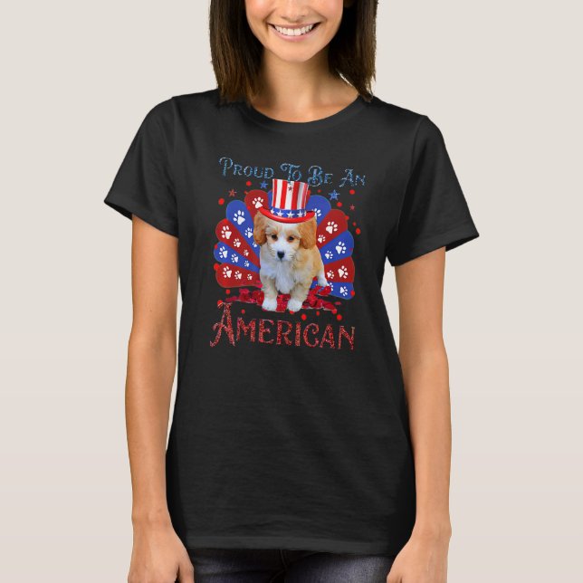 Camiseta Cute Shipoo American Flag Feliz 4 De Julho (Frente)