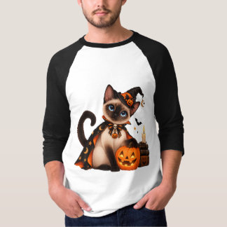 Camiseta Cute Siamese Cat Witch Halloween