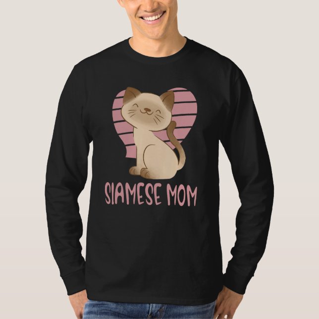 Camiseta Cute Siamese Mom Crazy Cat Lady Kitty Fur Mama (Frente)