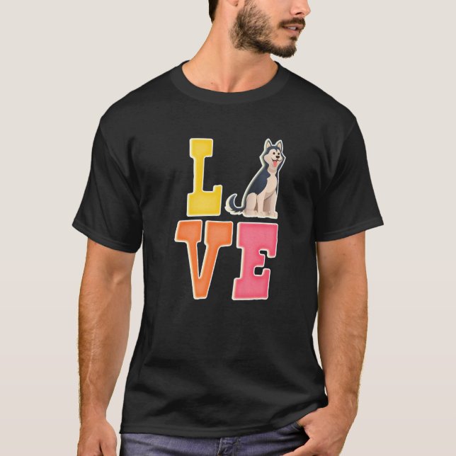Camiseta Cute Siberian Husky Dog Love Valentine Puppy Lover (Frente)