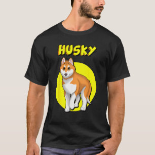 Camiseta Cute Siberiano Husky Vermelho e Branco Olhos Casta