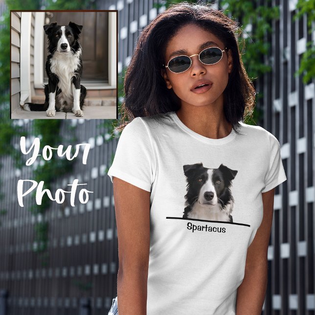 Camiseta Cute Simple Custom Pet Portrait Dog Lover Gift (Criador carregado)