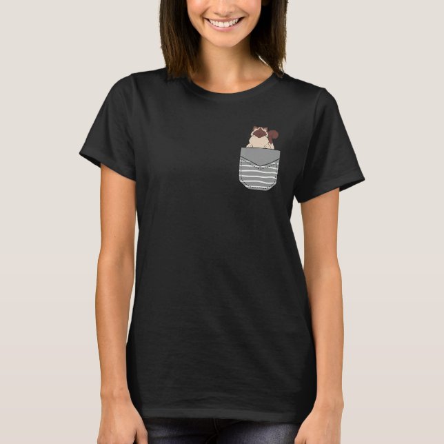 Camiseta Cute Sitting Ragdoll Cat In Pocket (Frente)