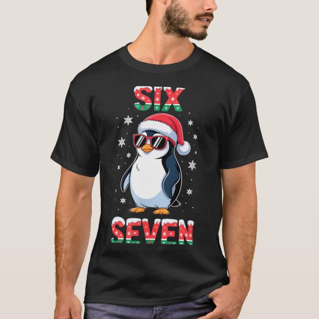 Camiseta Cute Six Seven 67 Penguin Kids Christmas Holiday  (Frente)