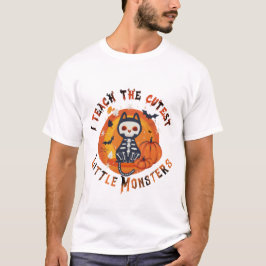 Camiseta Cute Skeletal Cat Teacher Halloween Tee