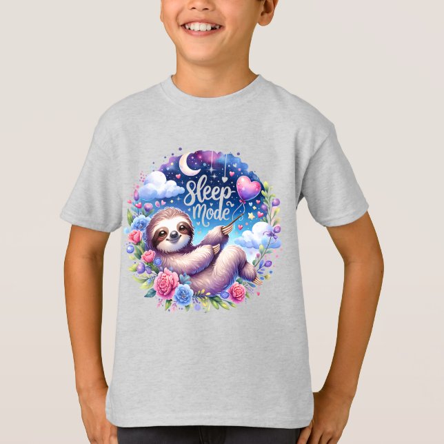 Camiseta Cute Sleep Mode Sloth Night Sky T-Shirt (Frente)