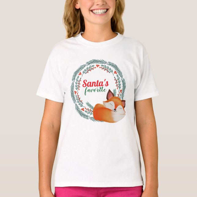 Camiseta Cute Sleeping Fox Christmas (Frente)