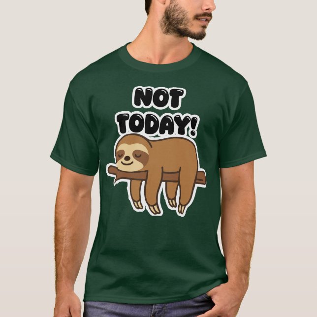 Camiseta Cute Sleeping Sloth on Branch – Lazy Day Cartoon D (Frente)