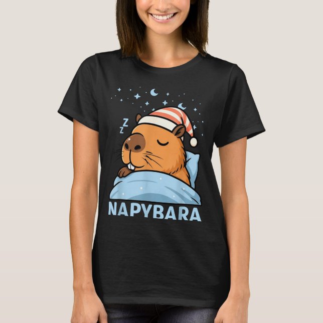 Camiseta Cute Sleepy Capybara Funny Napybara Pajamas  (Frente)