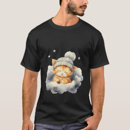 Camiseta Cute Sleepy Cat on Cloud Winter Beanie Art ✨🐾☁️