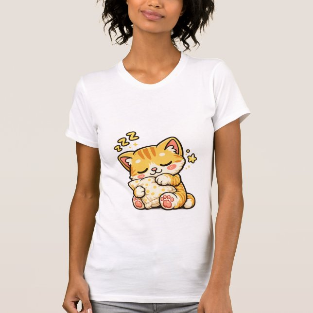 Camiseta Cute Sleepy Cat Pillow (Frente)