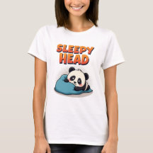 Cute Sleepy Panda "Cabeça Sonolenta" Camisa-T femi
