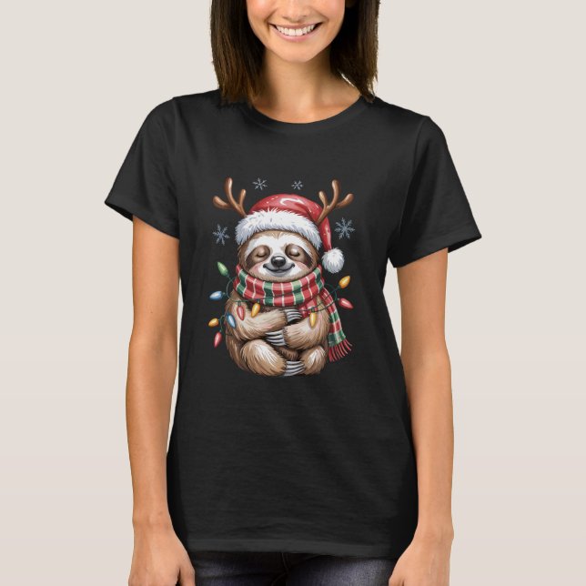 Camiseta Cute Sloth Christmas Funny Animal Lovers Holiday P (Frente)