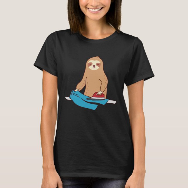 Camiseta Cute Sloth Ironing Rodent Lazy Tired (Frente)
