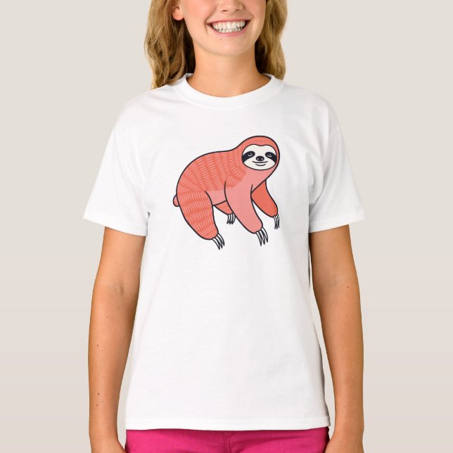 Camiseta Cute Sloth Kids T-Shirt – Adorable Lazy Animal Tee (Frente)