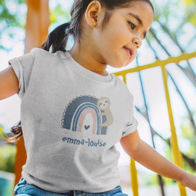 Camiseta Cute Sloth Rainbow Name Kid's (Criador carregado)