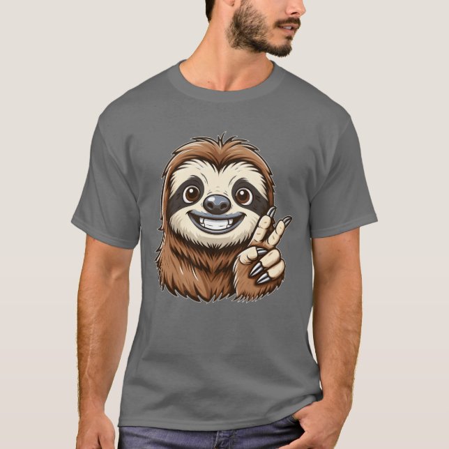 Camiseta Cute sloth showing teeth joy cartoon peace friend (Frente)