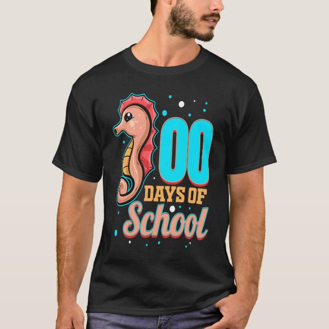 Camiseta Cute Smart Seahorse For 100 Days Of School (Frente)