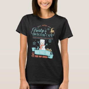 Camiseta Cute Snowman Retro Winter Café