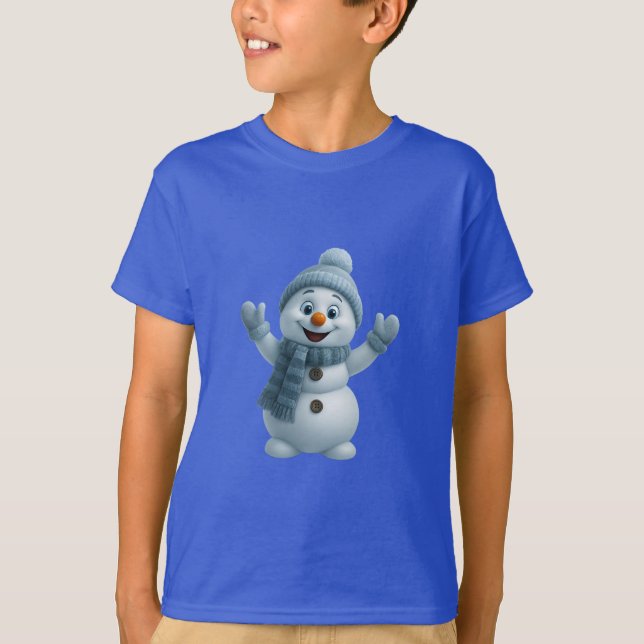 Camiseta Cute Snowman with Blue Scarf – Adorable Winter Chr (Frente)