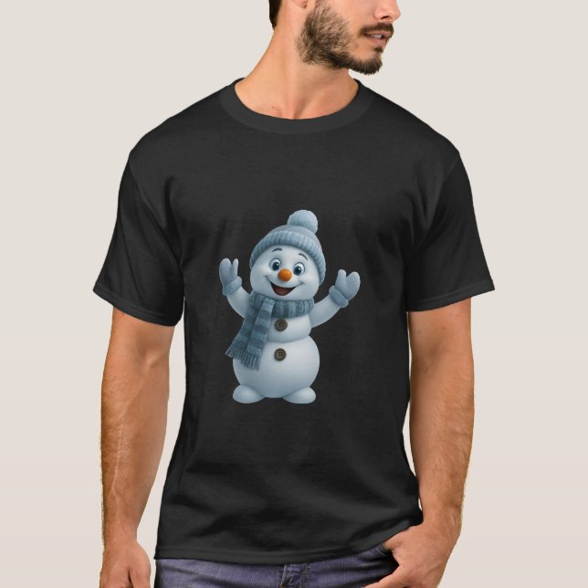 Camiseta Cute Snowman with Blue Scarf – Adorable Winter Chr (Frente)