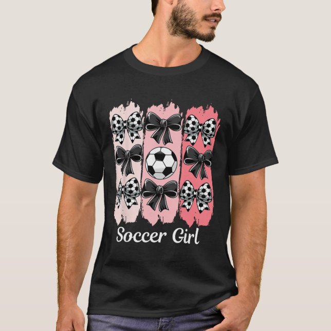 Camiseta Cute Soccer Girl Coquette Bow Soccer Girl Soccer B (Frente)