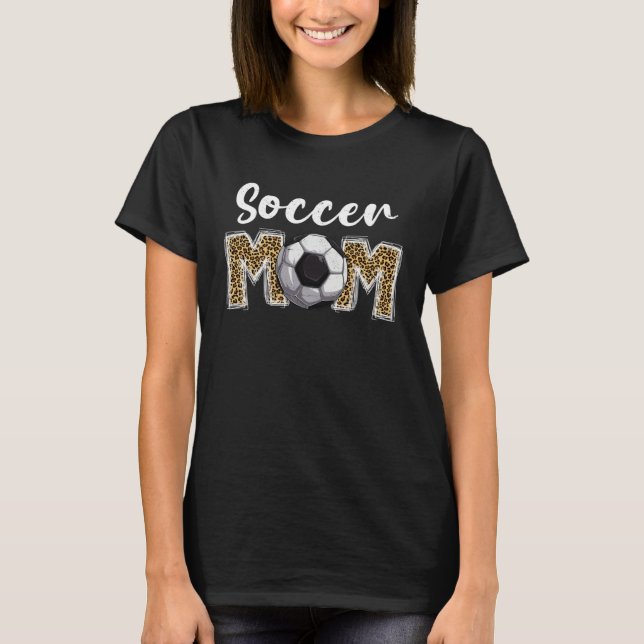 Camiseta Cute Soccer Mom Leopard Print Mom For Mother s Day (Frente)