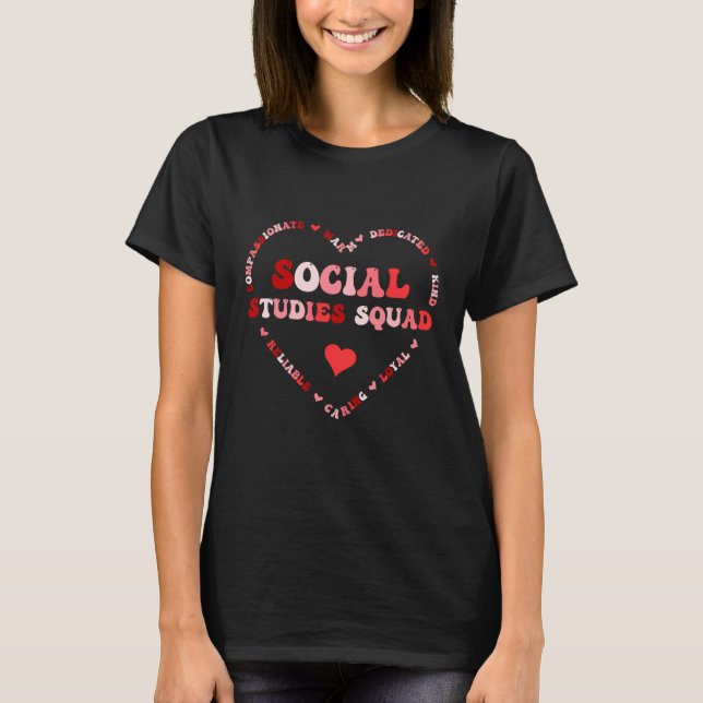 Camiseta Cute Social Studies Teacher Valentines Day Heart (Frente)