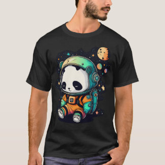 Camiseta Cute Space Panda In Astronaut Space Suit Stars And