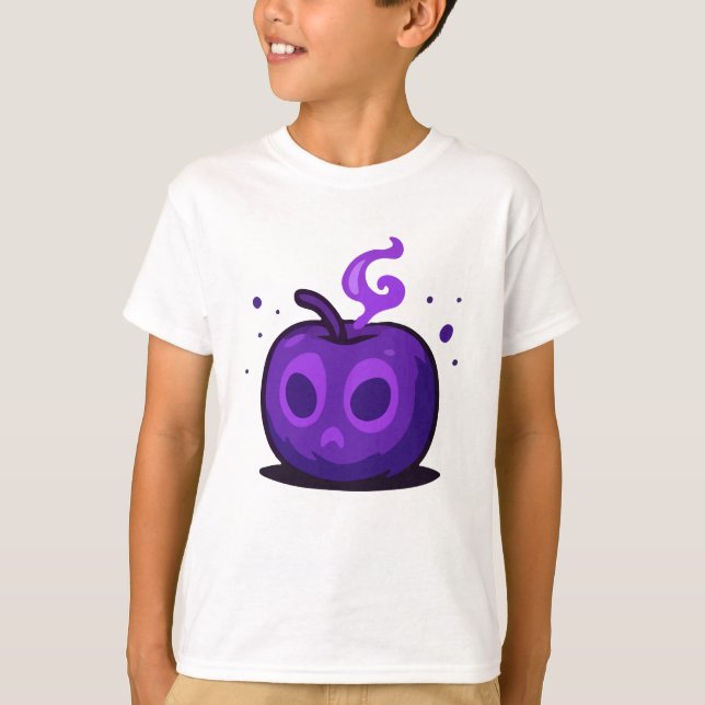 Camiseta Cute Spooky Purple Apple Halloween Kids T-Shirt (Frente)