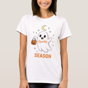 Camiseta Cute Spooky Season Ghost Kawaii Halloween
