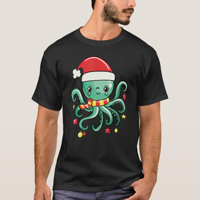 Camiseta Cute Squid Santa Xmas Octopus Pajama Family  Chris (Frente)