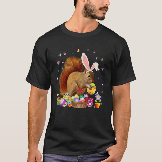 Camiseta Cute Squirrel Easter Day Bunny Eggs Easter Costume (Frente)