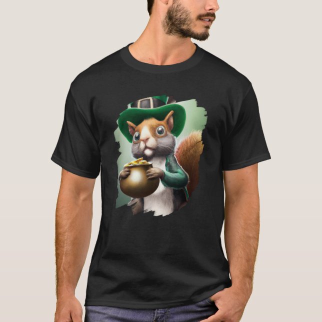 Camiseta Cute Squirrel Leprechaun St Patricks Day Squirrel  (Frente)