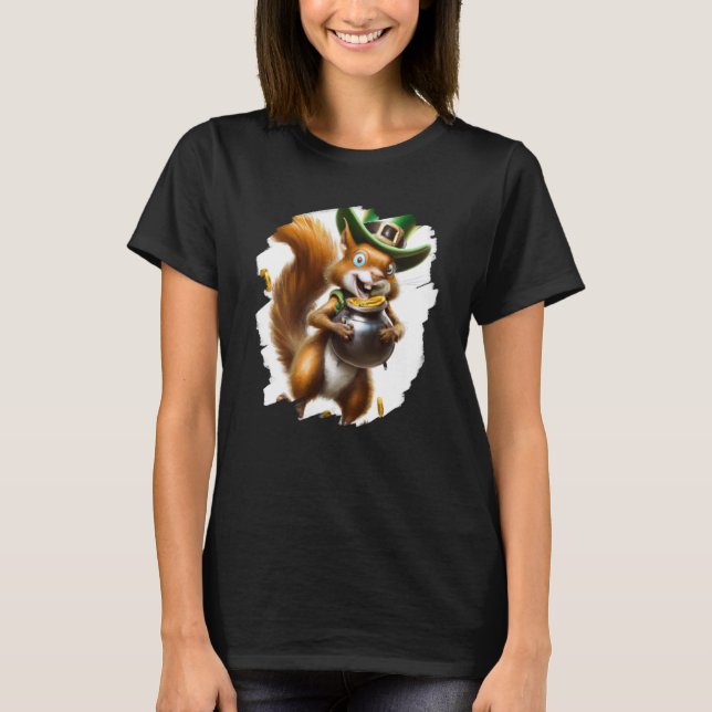 Camiseta Cute Squirrel Leprechaun St Patricks Day Squirrel  (Frente)