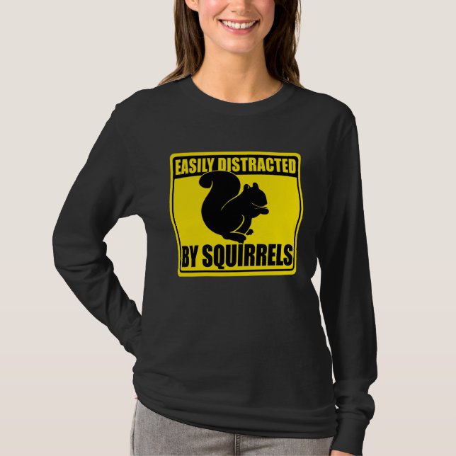Camiseta Cute Squirrel Rodent  Easily Distracted By Squirre (Frente)
