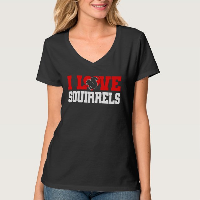 Camiseta Cute Squirrel Rodent  I Heart Squirrels (Frente)