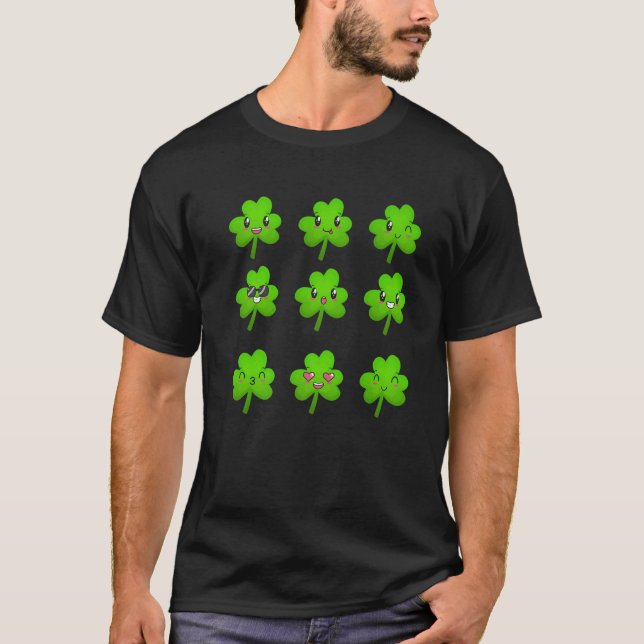 Camiseta Cute St Patrick Clovers Faces Shamrocks Irish Boys (Frente)