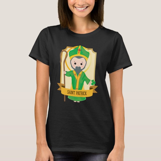 Camiseta Cute St Patricks Day Catholic Women Kids Girls Iri (Frente)