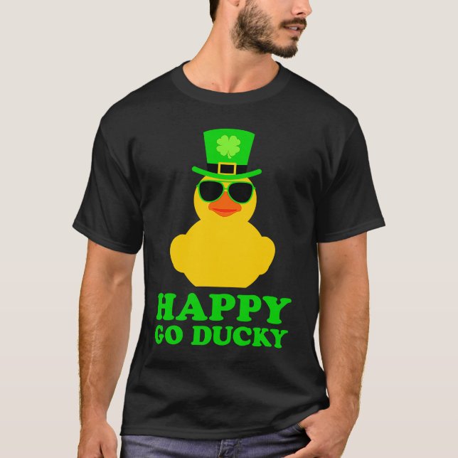 Camiseta Cute St Patrick's Day Rubber Duck Sunglasses Hat F (Frente)