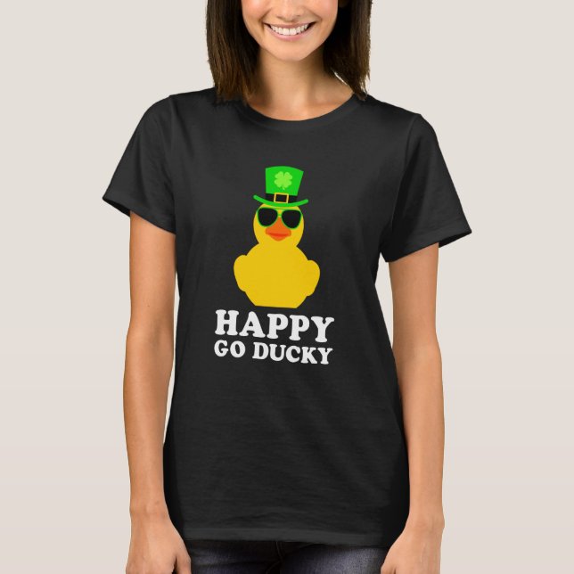 Camiseta Cute St Patrick's Day Rubber Duck Sunglasses Hat P (Frente)