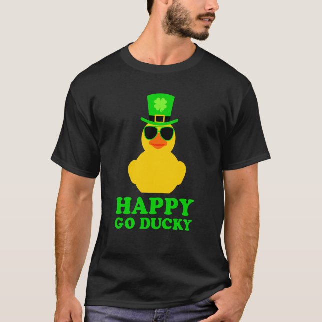 Camiseta Cute St Patrick's Day Rubber Duck Sunglasses Hat P (Frente)