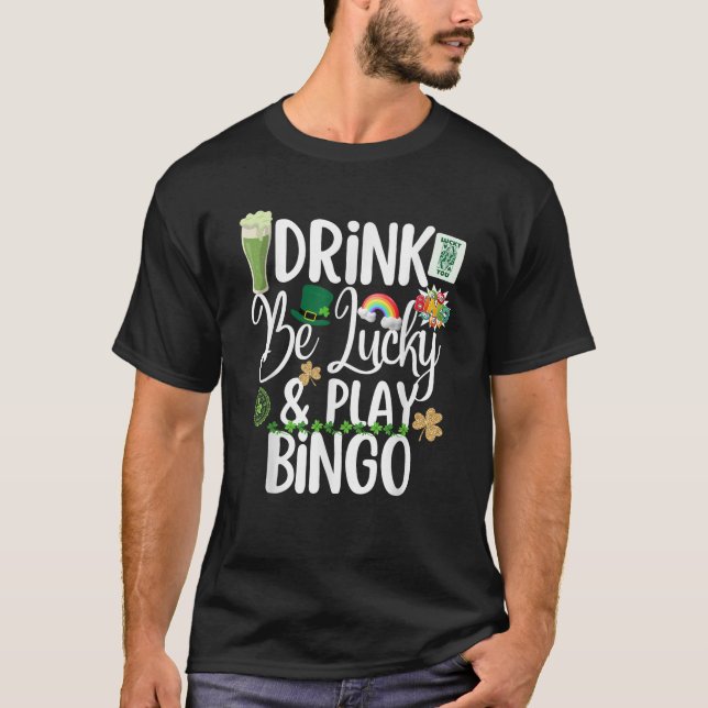 Camiseta Cute St Patricks Day Shamrock Bingo Drinking Group (Frente)