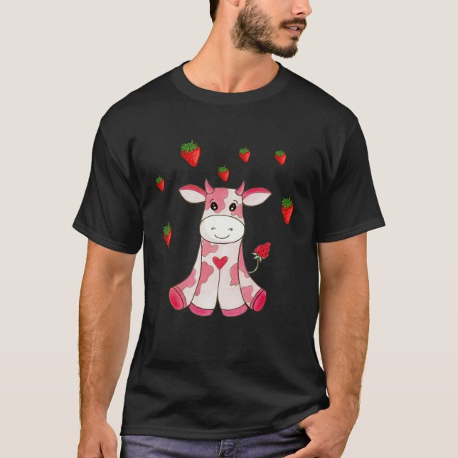 Camiseta Cute Strawberry Cow Fruit (Frente)