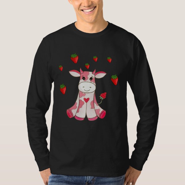 Camiseta Cute Strawberry Cow Fruit (Frente)